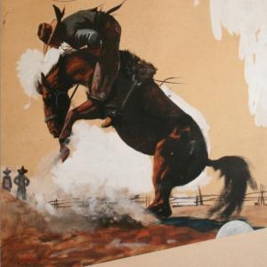 Sešitové romány Rozruch - originální kresba s Koneèného oblíbenou tématikou krocení koní (1941)