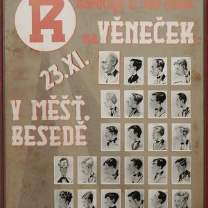 Tablo s karikaturami spolužáků z plzeňské reálky (1935)